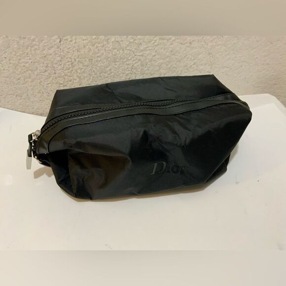 New Christian Dior Beaute Pouch Bag Perfume Toiletry Black Nylon Polyester Zip - Picture 1 of 9